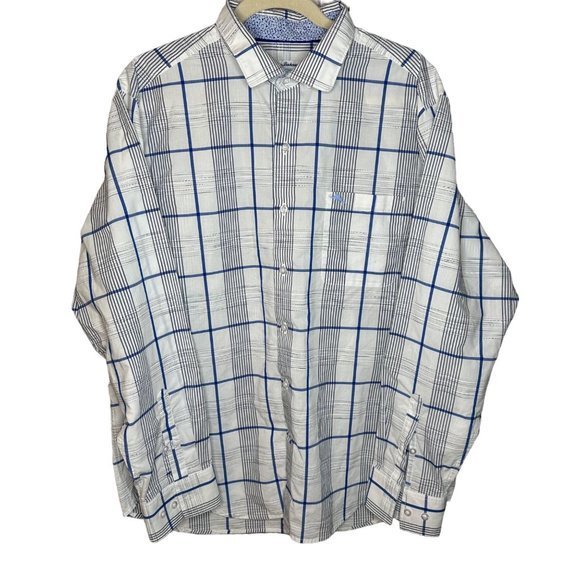 Tommy Bahama Island Zone Blue Check Window Pane Textured Button Shirt Size L - Picture 4 of 6